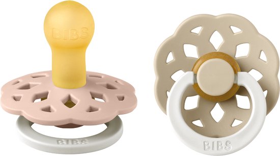 BiBS - Boheme Pacifier Glow in the Dark - Stage 1 Fopspeen - 2 stuks - Blush Glow / Vanilla Glow van Bibs