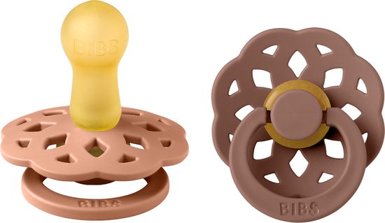 BiBS - Boheme Pacifier - Stage 1 Fopspeen - 2 stuks - Peach / Woodchuck van BIBS