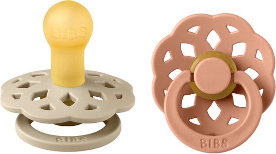 BiBS - Boheme Pacifier - Stage 1 Fopspeen - 2 stuks - Vanilla / Peach van Bibs