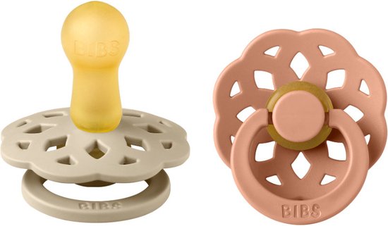 BiBS - Boheme Pacifier - Stage 2 Fopspeen - 2 stuks - Vanilla / Peach van Bibs