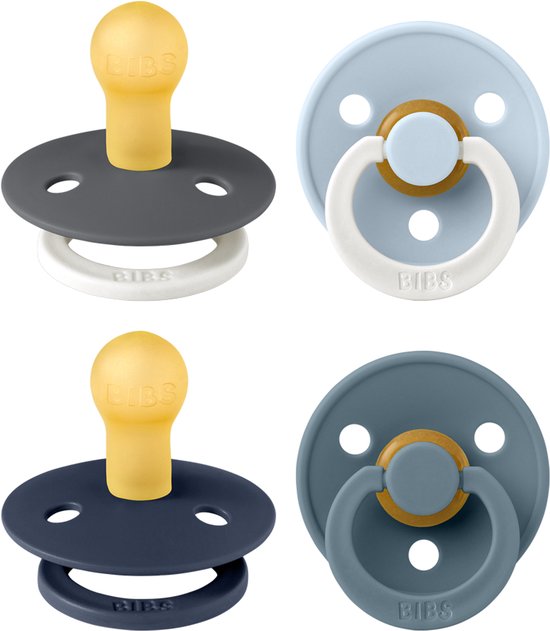 BIBS Colour Fopspeen - 0-6 mnd - 4-pack - Deep Space/Petrol/Iron Glow/Baby Blue Glow