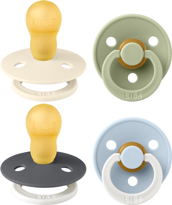 BIBS Colour Fopspeen - 18-48 mnd - 4-pack - Ivory/Sage/Iron Glow/Baby Blue Glow