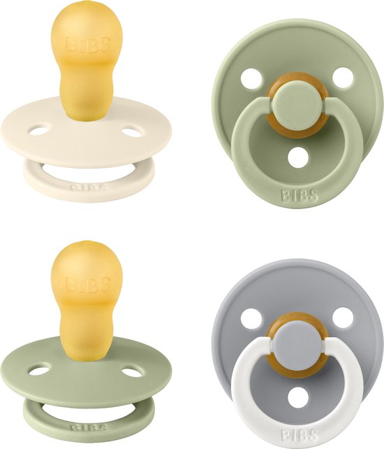 BIBS Colour Fopspeen - 18-48 mnd - 4-pack - Ivory/Sage/Sage Glow/Cloud Glow