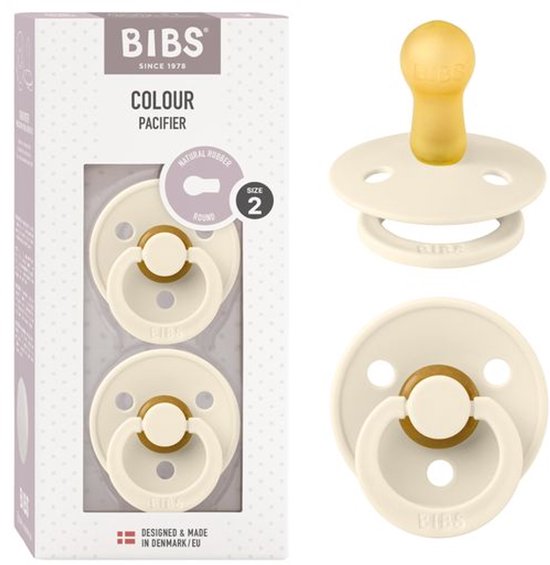 BIBS Colour Fopspeen - 6-18 mnd - 2-pack - Rond- Ivory