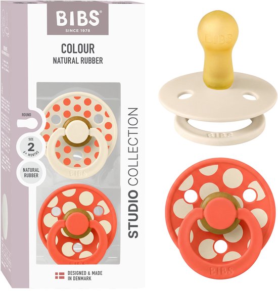 BIBS Colour Fopspeen - 6-18 mnd - 2-pack - Rond - Ivory/Tango