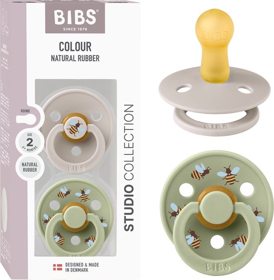 BIBS Colour Fopspeen - 6-18 mnd - 2-pack - Rond - Mushroom/Sage