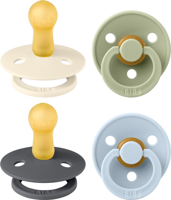 BIBS Colour Fopspeen - 6-18 mnd - 4-pack - Ivory/Sage/Iron/Baby Blue