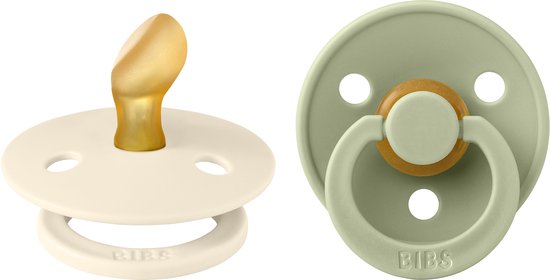 BIBS - Colour Fopspeen - Anatomisch - Maat 1 - Ivory / Sage - Duopack van Bibs