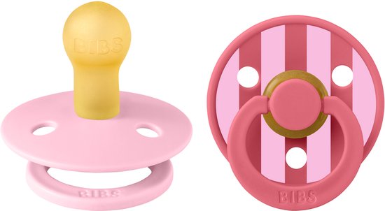 BiBs Colour Fopspeen - Rond - 2 Stuks - 0-6 Mnd - Baby Pink/Coral Mix