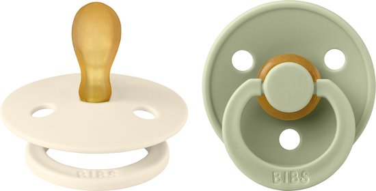 BIBS - Colour Fopspeen - Symmetrisch - Maat 1 - Ivory/Sage - Duopack van Bibs
