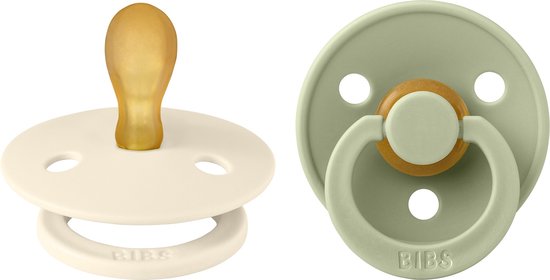 BIBS - Colour Fopspeen - Symmetrisch - Maat 2 - Ivory/Sage - Duopack van Bibs