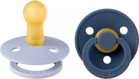 BiBS - Colour Pacifier - Maat 1 - Fopspeen - 2 stuks - Dusty Blue / Steel Blue van Bibs