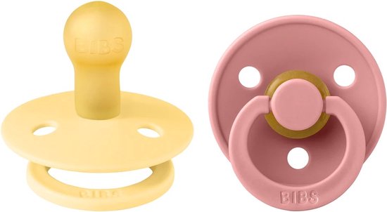 BiBS - Colour Pacifier - Maat 2 - Fopspeen - 2 stuks - Pale Butter / Dusty Pink van BIBS