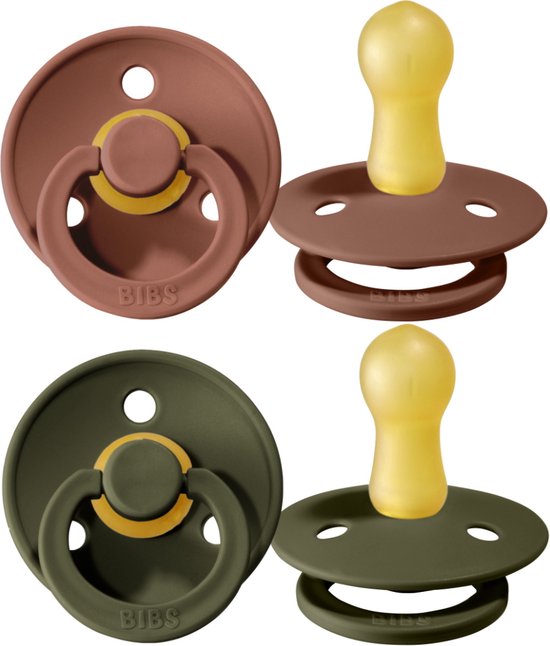 BiBS - Colour Pacifier - Maat 2 - Fopspeen - 2 stuks - Woodchuck / Hunter Green van Bibs