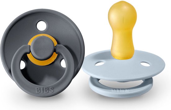 BiBS - Colour Pacifier - Stage 1 Fopspeen - 0+ maanden - 2 stuks - Iron / Baby Blue van Bibs