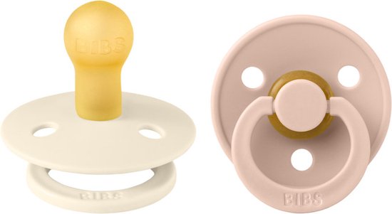 BiBS - Colour Pacifier - Stage 1 Fopspeen - 0+ maanden - 2 stuks - Ivory / Blush van Bibs