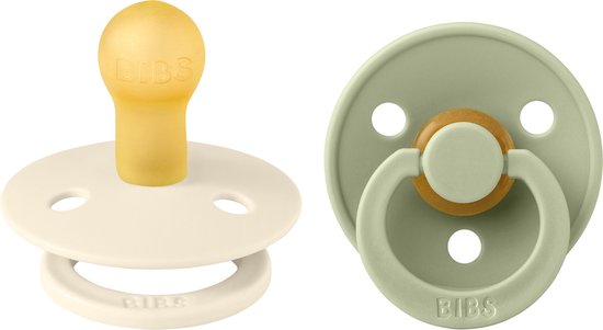 BiBS - Colour Pacifier - Stage 1 Fopspeen - 0+ maanden - 2 stuks - Ivory / Sage van Merkloos