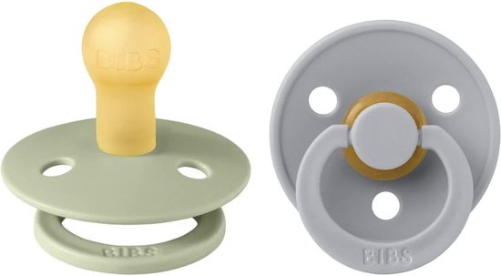 BiBS - Colour Pacifier - Stage 1 Fopspeen - 0+ maanden - 2 stuks - Sage / Cloud van Bibs