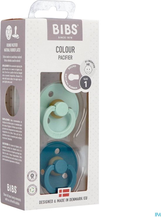BiBS - Colour Pacifier - Stage 1 Fopspeen - 2 stuks - Nordic Mint / Forest Lake van Bibs