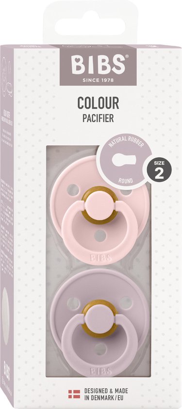 BiBS - Colour Pacifier - Stage 2 Fopspeen - 6+ maanden - 2 stuks - Dusky Lilac / Blossom van Bibs