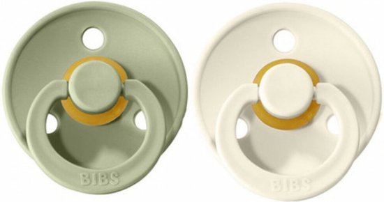 BiBS - Colour Pacifier - Stage 3 Fopspeen - 2 stuks - Sage / Ivory van Bibs