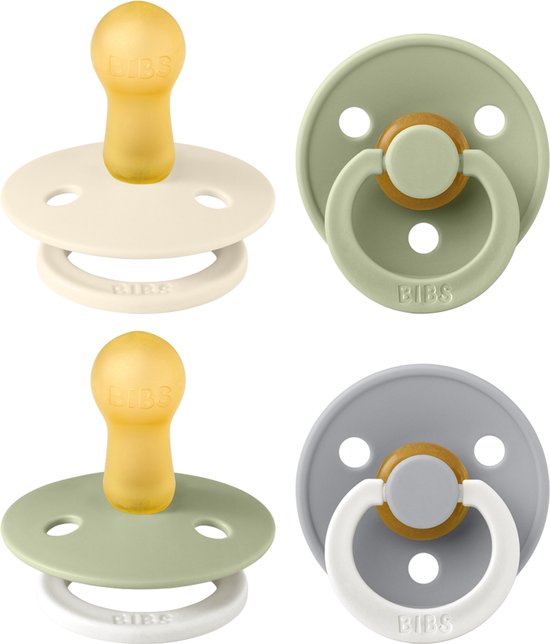 BIBS Colour speen verpakking 4 stuks, BPA-vrije fopspeen, Ronde speen. Natuurlijk rubberlatex, Denmark. 6-18 maanden (Verpakking 4 stuks), Sage Glow Mix van Merkloos