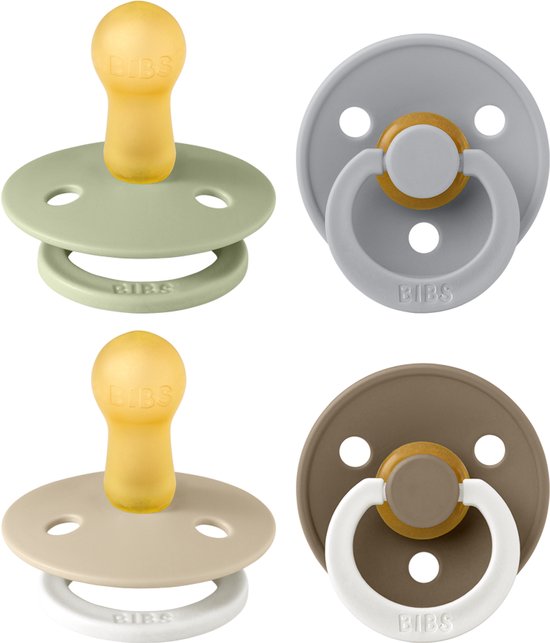 BIBS Colour speen verpakking 4 stuks, BPA-vrije fopspeen, Ronde speen. Natuurlijk rubberlatex, Denmark. 6-18 maanden (Verpakking 4 stuks), Vanilla Glow Mix van Merkloos