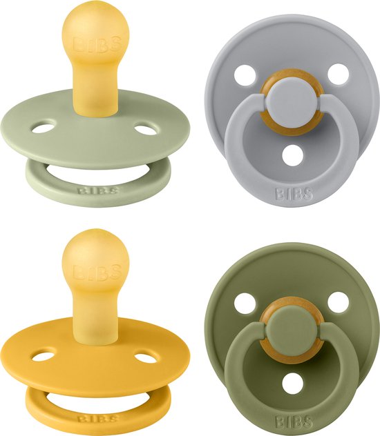 BIBS Colour speen verpakking 4 stuks, BPA-vrije fopspeen, Ronde speen. Natuurlijk rubberlatex, Gemaakt in Denemarken. 0-6 maanden (Verpakking 4 stuks), Green Garden Lush van Merkloos