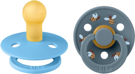 BIBS Colour Studio Speen verpakking van 2 stuks. BPA-vrij, Ronde speen. Natuurlijk rubberlatex, Gemaakt in Denemarken, Maat 3 (18+ maanden), Breeze / Petrol van Merkloos
