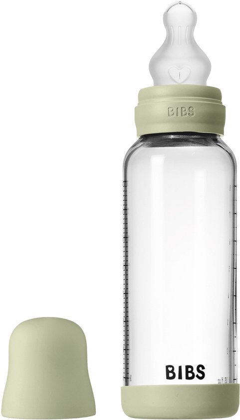 BIBS Fles - Medium Flow - 240 ml - Silicone/Glas - Sage