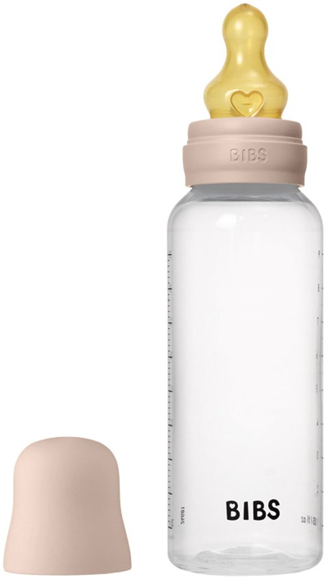 Bibs Fles - Medium Flow - 270 ml - Latex - Blush van Merkloos