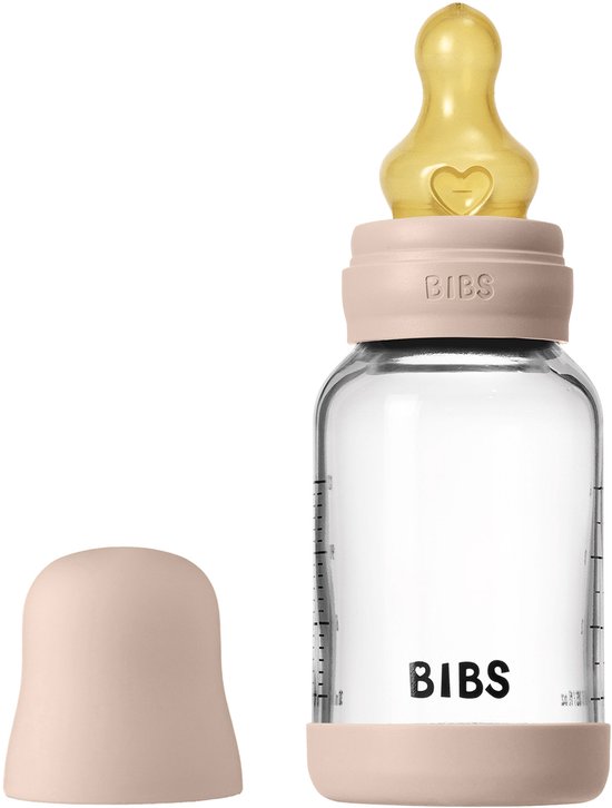 BIBS Fles - Slow Flow - 120 ml - Glas/Latex - Blush van Merkloos
