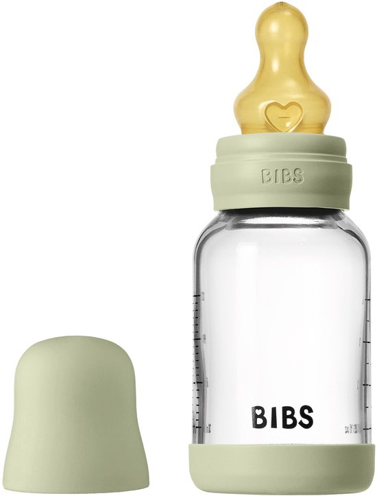 BIBS Fles - Slow Flow - 120 ml - Glas/Latex - Sage van Merkloos