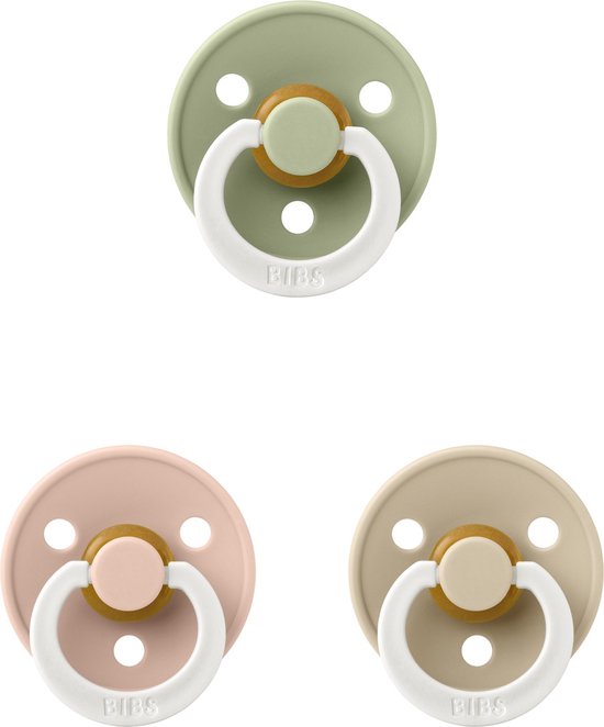 Bibs fopspeen 0-6 maand Glow set 3 stuks Sage Glow,Blush Glow en Vanilla Glow maat 1 van Bibs