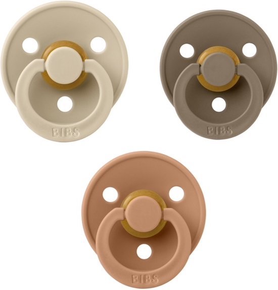 Bibs fopspeen 0-6 maand set 3 stuks Dark Oak,Vanilla en Desert Sand maat 1 van Bibs