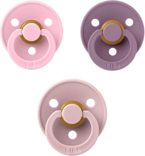 Bibs fopspeen 0-6 maand set 3 stuks Fossil Grey, Baby Pink en Blush maat 1 van Merkloos
