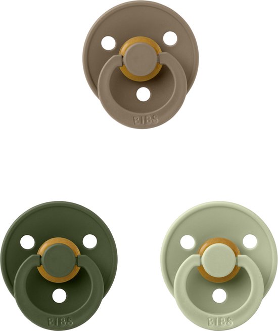 Bibs fopspeen 0-6 maand set 3 stuks Hunter Green,Sage en Dark Oak maat 1 van BIBS