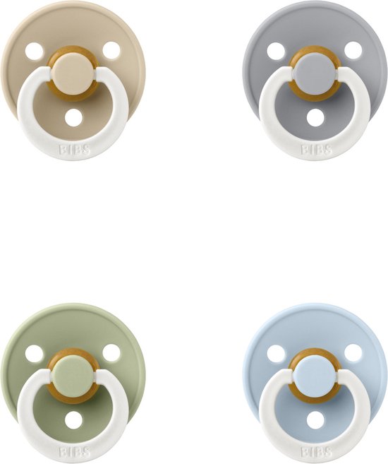 Bibs fopspeen 0-6 maand set 4 stuks Cloud Glow,Sage Glow,Baby Blue Glow en Vanilla Glow maat 1 van Bibs