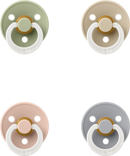 Bibs fopspeen 0-6 maand set 4 stuks Cloud Glow,Sage Glow,Blush Glow en Vanilla Glow maat 1 van Bibs