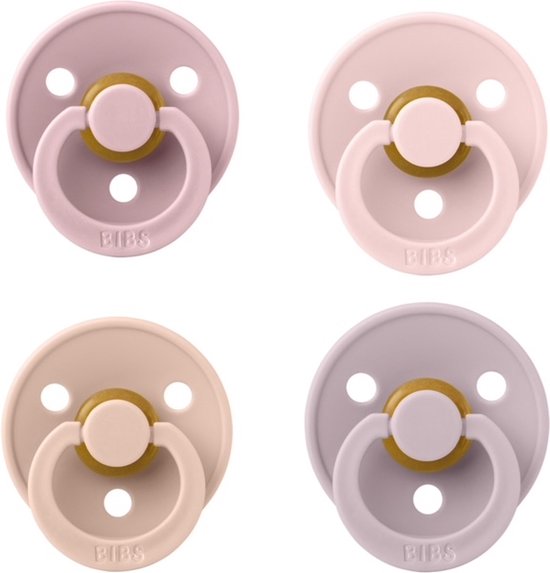 Bibs fopspeen 0-6 maand Set 4 stuks Pink Plum,Blush,Dusky Lilac en Blossom Maat 1 van Merkloos