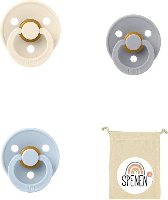 Bibs fopspeen 18+ maand set 3 stuks Cloud,Ivory en Baby Blue maat 3 van Bibs