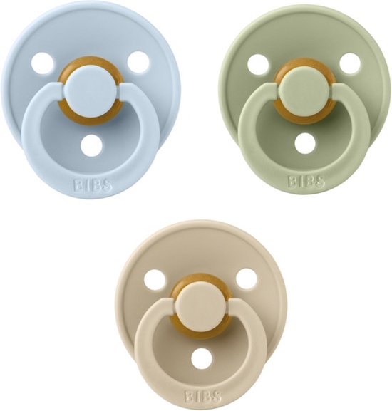 Bibs fopspeen 18+ maand set 3 stuks Sage,Vanilla en Baby Blue maat 3 van Bibs