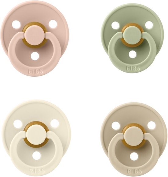 Bibs fopspeen 18+ maand set 4 stuks Blush,Ivory,Sage en Vanilla maat 3 van Bibs