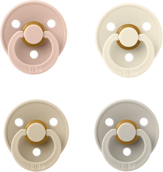 Bibs fopspeen 18+ maand set 4 stuks Blush,Ivory,Vanilla en Sand maat 3 van Bibs
