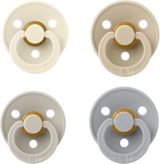 Bibs fopspeen 18+ maand set 4 stuks Ivory,Vanilla,Sand en Cloud maat 3 van Bibs