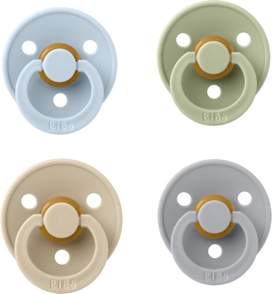Bibs fopspeen 18+ maand set 4 stuks Sage,Vanilla,Baby Blue en Cloud maat 3 van Bibs