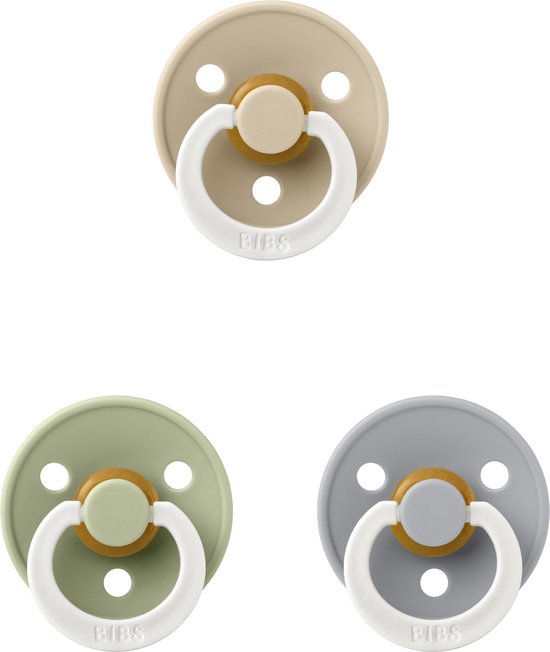 Bibs fopspeen 18+ maand set Glow 3 stuks Sage Glow,Cloud Glow en Vanilla Glow maat 3 van Bibs