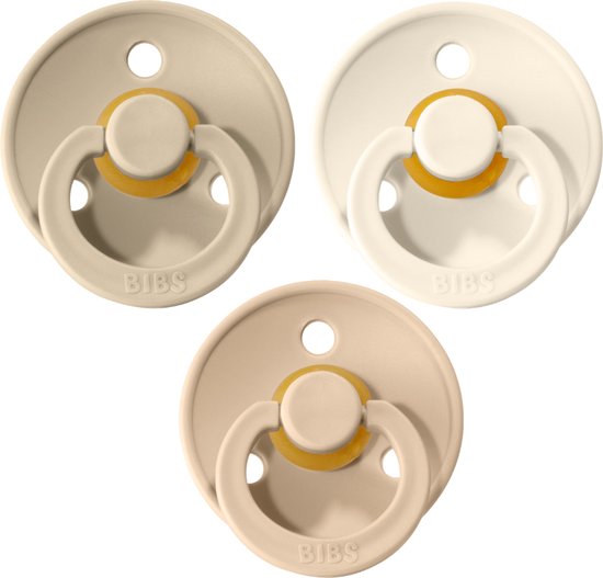 Bibs Fopspeen 3 stuks maat 2 6-18 maanden |Vanilla, Ivory White en Sand van Bibs