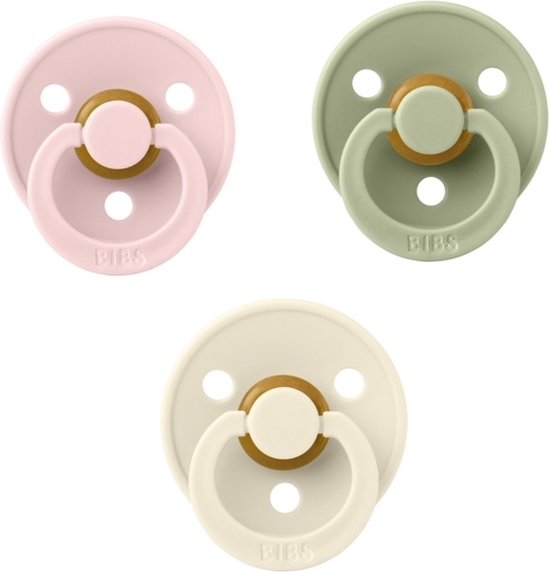Bibs fopspeen 6-18 maand set 3 stuks Blossom,Sage en White maat 2 van Bibs