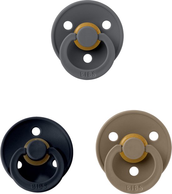 Bibs fopspeen 6-18 maand set 3 stuks Dark Oak,Black en Iron maat 2 van Bibs